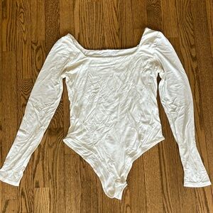Wasabi & Mint white square neck long sleeve bodysuit